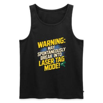 Warnung: Kann spontan in Lasertag einbrechen - Männer Premium Bio Tank Top - Schwarz - Vorne - AI Model Male 178 light (178cm)