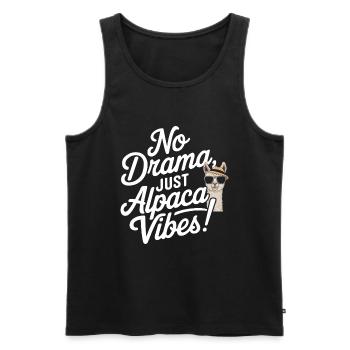 Pas de drame, juste des vibrations d’alpaga ! - Débardeur bio Premium Homme - noir - Devant - Michal (187cm)