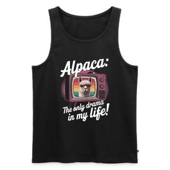 Alpaka: Das einzige Drama, das ich in meinem Leben brauche! - Männer Premium Bio Tank Top - Schwarz - Vorne - Michal (187cm)