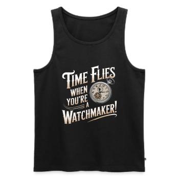 Die Zeit vergeht wie im Flug, wenn man ein Uhrmacher ist! - Männer Premium Bio Tank Top - Schwarz - Vorne - Michal (187cm)