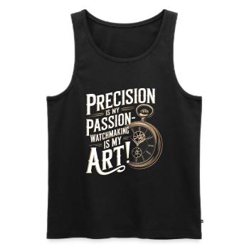Präzision ist meine Leidenschaft – Uhrmacherei ist meine Kunst! - Männer Premium Bio Tank Top - Schwarz - Vorne - Michal (187cm)