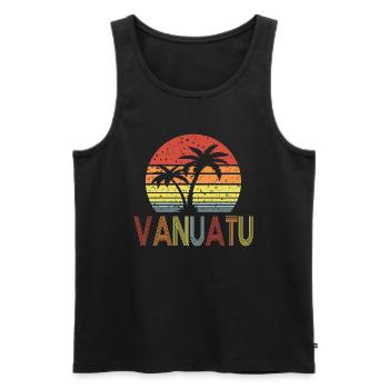 Vanuatu - Männer Premium Bio Tank Top - Schwarz - Vorne - AI Model Male 178 light (178cm)