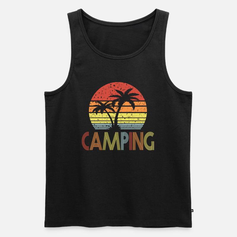 Camping Retro sonne 01 - Männer Premium Bio Tank Top - Schwarz