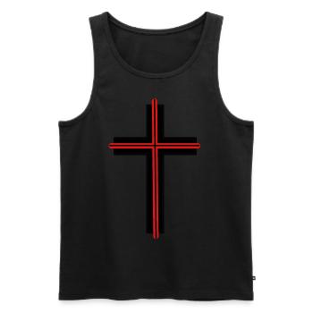 Croix Église Dieu Jésus Symboles Crucifix - Débardeur bio Premium Homme - noir - Devant - Michal (187cm)