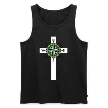 Dieu foi Jésus Compass croix religion - Débardeur bio Premium Homme - noir - Devant - AI Model Male 178 light (178cm)