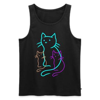 Chats Chats Chatons Animaux de compagnie Enfants Chat domestique - Débardeur bio Premium Homme - noir - Devant - AI Model Male 178 light (178cm)