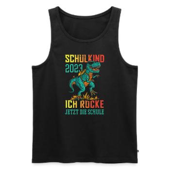 Dino Schulkind 2023 Ich Rocke Jetzt Die Schule - Männer Premium Bio Tank Top - Schwarz - Vorne - AI Model Male 178 light (178cm)