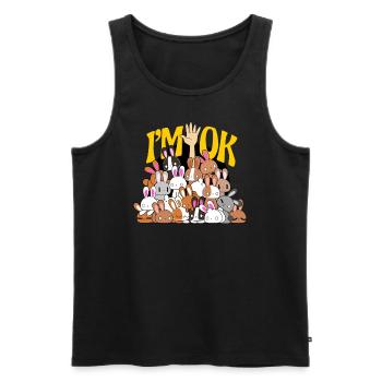 Häschen Lustiges Kaninchen Frohe Ostern - Männer Premium Bio Tank Top - Schwarz - Vorne - Michal (187cm)