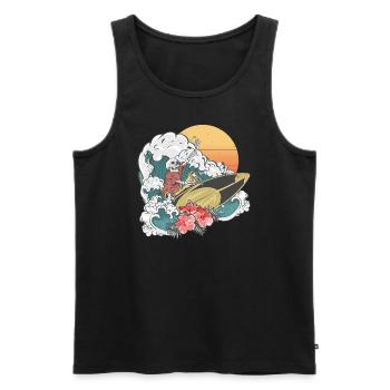 Wassersport Vintage Surfing Skull - Männer Premium Bio Tank Top - Schwarz - Vorne - Michal (187cm)