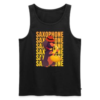 Dackel Dog Lover Saxophonist Player - Männer Premium Bio Tank Top - Schwarz - Vorne - Michal (187cm)