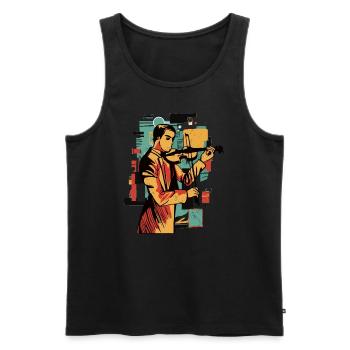 Vintage Geigenspieler Musik Komponisten - Männer Premium Bio Tank Top - Schwarz - Vorne - AI Model Male 178 light (178cm)