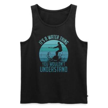 Retro Water Sports Lover Lustiges Wasserski - Männer Premium Bio Tank Top - Schwarz - Vorne - Michal (187cm)