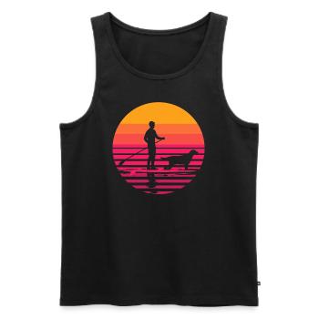 Retro Dackel Dog SUP Wassersport - Männer Premium Bio Tank Top - Schwarz - Vorne - AI Model Male 178 light (178cm)