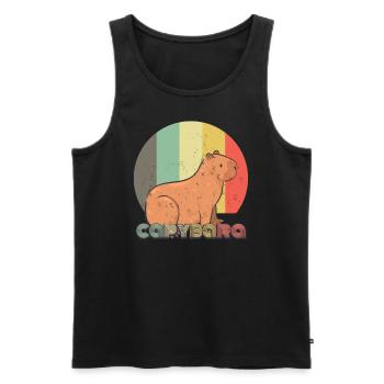 Retro Capybara Nagetier Tiercapybara Liebhaber - Männer Premium Bio Tank Top - Schwarz - Vorne - Michal (187cm)