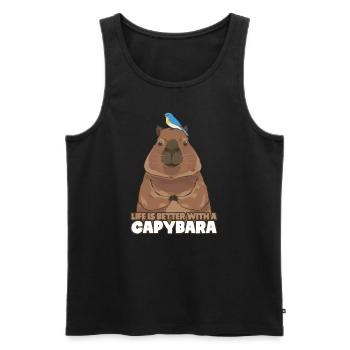 Capybara Animal Enthusiast Zoologe - Männer Premium Bio Tank Top - Schwarz - Vorne - Michal (187cm)