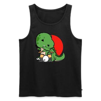 Lustiger Drache Trommel Spieler Schlagzeuger - Männer Premium Bio Tank Top - Schwarz - Vorne - Michal (187cm)