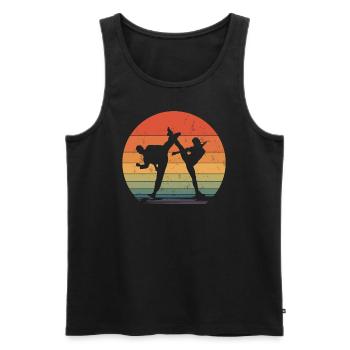 Retro Taekwondo Kämpfer Kampfsportler MMA - Männer Premium Bio Tank Top - Schwarz - Vorne - Michal (187cm)