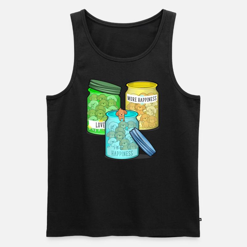Doodle Dog Lover Happy Doodle - Männer Premium Bio Tank Top - Schwarz