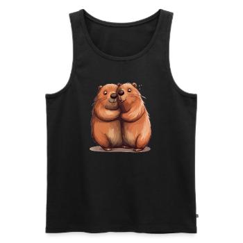 Kuschel Capybara Fan Umarmung Capy - Männer Premium Bio Tank Top - Schwarz - Vorne - Michal (187cm)