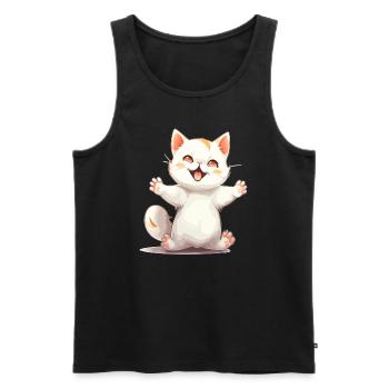 Câlins Kitty Mignon Chat Câlins Couple Matching - Débardeur bio Premium Homme - noir - Devant - AI Model Male 178 light (178cm)