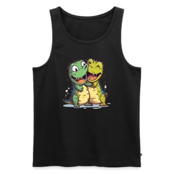 Cute Crocodile Hugs Couple Matching - Männer Premium Bio Tank Top - Schwarz - Vorne - Michal (187cm)