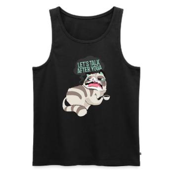 Lets Talk After Yoga Funny Yoga Cat - Männer Premium Bio Tank Top - Schwarz - Vorne - AI Model Male 178 light (178cm)