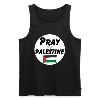 Priez pour les Palestiniens | Priez pour la Palestine - Débardeur bio Premium Homme - noir - Devant - Michal (187cm)