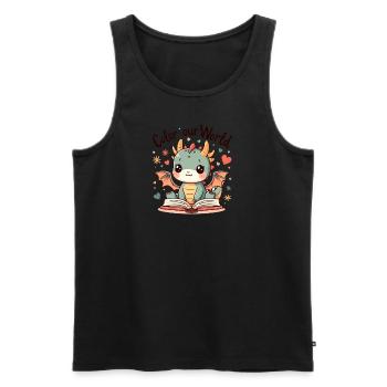 Färben Sie unsere Welt: Sommerlese-Bücherwurm für - Männer Premium Bio Tank Top - Schwarz - Vorne - Michal (187cm)
