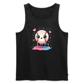 Baseball Kawaii Teen Baseball - Männer Premium Bio Tank Top - Schwarz - Vorne - AI Model Male 178 light (178cm)