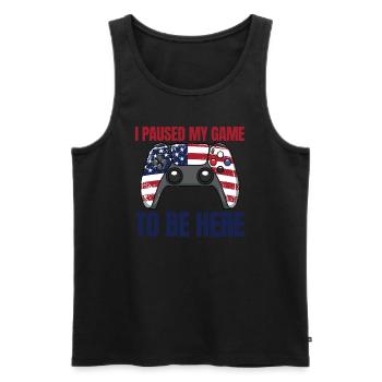 I paused my game to be here Game - Men's Premium Organic Tank Top - black - Front - Michal (187cm)
