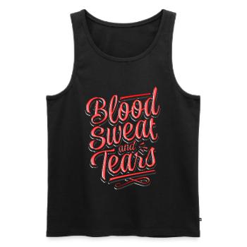 Blood sweat and tears - Typografie Schriftzug - Männer Premium Bio Tank Top - Schwarz - Vorne - AI Model Male 178 light (178cm)