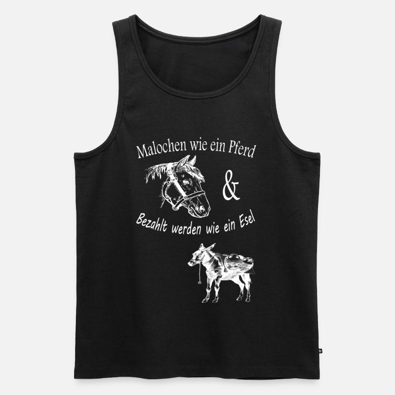 Malochen wie ein Pferd - Männer Premium Bio Tank Top - Schwarz