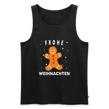 Merry Christmas Frohe Weihnachten süß Lebkuchen - Männer Premium Bio Tank Top - Schwarz - Vorne - AI Model Male 178 light (178cm)