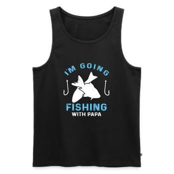 Citation de pêche Je vais pêcher avec papa - Débardeur bio Premium Homme - noir - Devant - Michal (187cm)