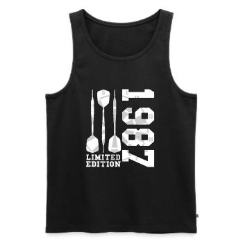 ÉDITION LIMITÉE 1987 DARTS 35E ANNIVERSAIRE - Débardeur bio Premium Homme - noir - Devant - Michal (187cm)