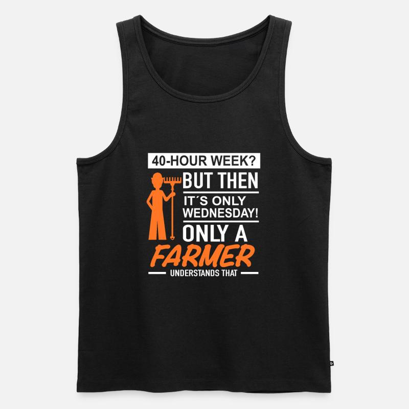 40 hour week | Farmer - Männer Premium Bio Tank Top - Schwarz