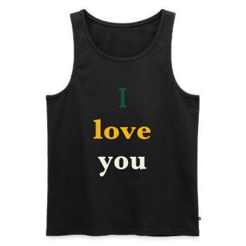Je t'aime - Débardeur bio Premium Homme - noir - Devant - Michal (187cm)
