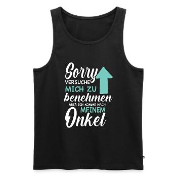 Ich versuche mich zu benehmen Onkel Geburtstag Fun - Männer Premium Bio Tank Top - Schwarz - Vorne - Michal (187cm)