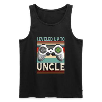 Leveled up to Onkel Uncle Patenonkel - Männer Premium Bio Tank Top - Schwarz - Vorne - Michal (187cm)
