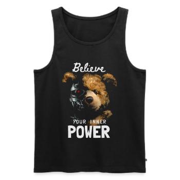 Bär mit Roboter Gesicht Innere Kraft - Männer Premium Bio Tank Top - Schwarz - Vorne - AI Model Male 178 light (178cm)