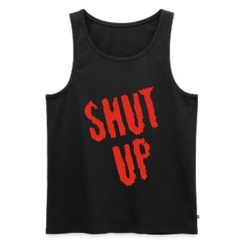 Sei still! (rot) - Männer Premium Bio Tank Top - Schwarz - Vorne - Michal (187cm)