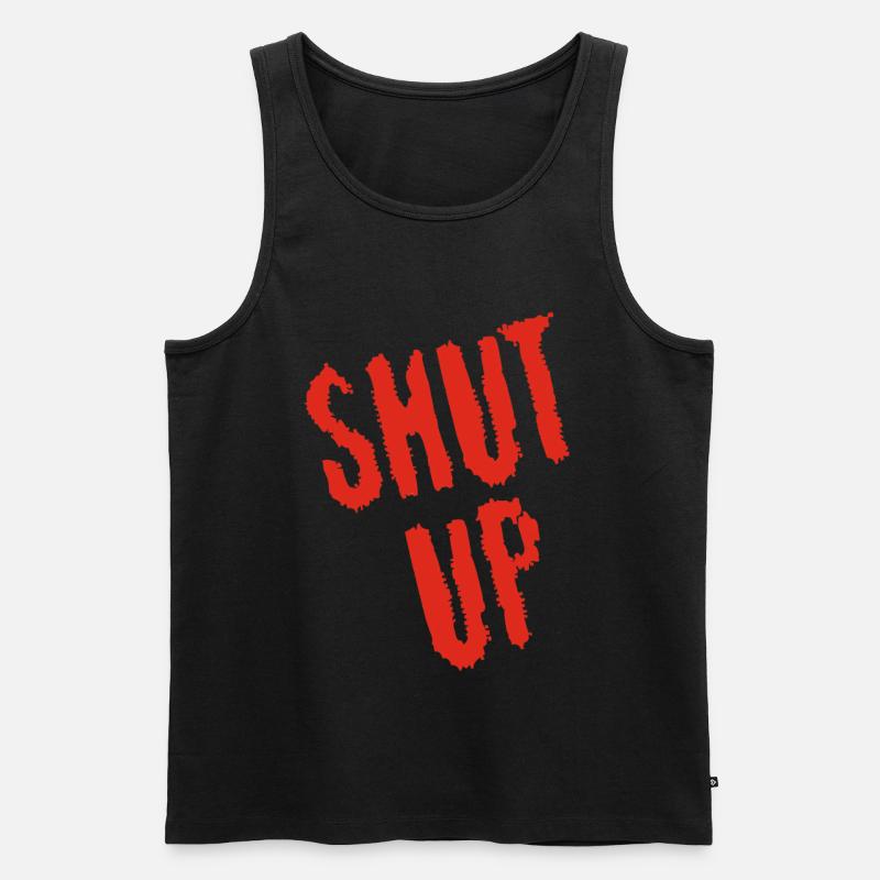 Sei still! (rot) - Männer Premium Bio Tank Top - Schwarz