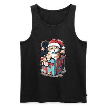 Noël miaou chat | Chaton Noël Cadeau Mignon - Débardeur bio Premium Homme - noir - Devant - Michal (187cm)