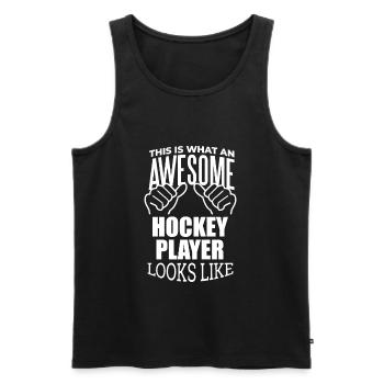 Hockey Hockey Hockey - Männer Premium Bio Tank Top - Schwarz - Vorne - Michal (187cm)