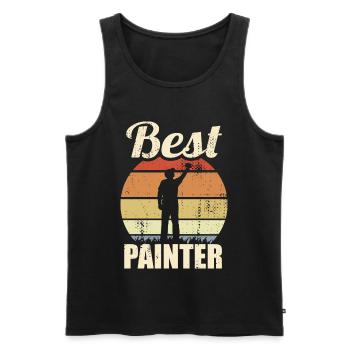Best Painter - Men's Premium Organic Tank Top - black - Front - AI Model Male 178 light (178cm)