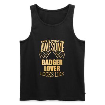Dachs - Männer Premium Bio Tank Top - Schwarz - Vorne - AI Model Male 178 light (178cm)