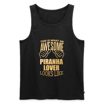 Piranha - Männer Premium Bio Tank Top - Schwarz - Vorne - AI Model Male 178 light (178cm)