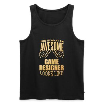 Game Designer - Men's Premium Organic Tank Top - black - Front - AI Model Male 178 light (178cm)