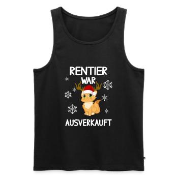 Rentier war aus Katze Weihnachten Lustige Sprüche - Männer Premium Bio Tank Top - Schwarz - Vorne - Michal (187cm)