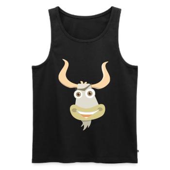 Fröhliche Illustration eines Yakkopfes - Männer Premium Bio Tank Top - Schwarz - Vorne - AI Model Male 178 light (178cm)
